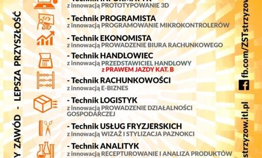 Plakat rekrutacyjny Zespołu Szkół Technicznych w Strzyżowie