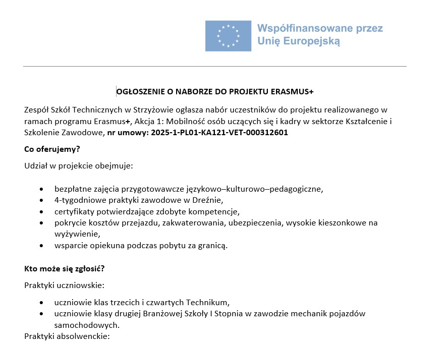 Zdjęcie do Rekrutacja do projektu Erasmus+ - zagraniczne praktyki 