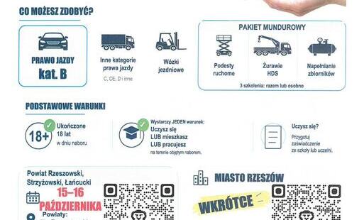 Informacja o dofinansowaniu szkoleń dla pełnoletnich uczniów