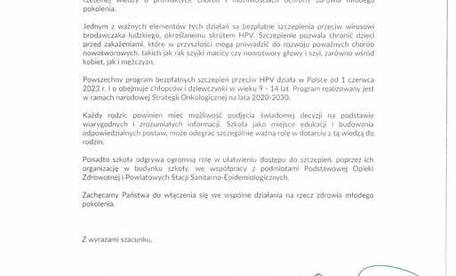 List od minister zdrowia i edukacji