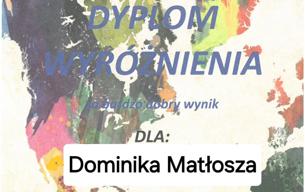 Zdjęcie do Gratulujemy Dominikowi uzyskanego wyniku